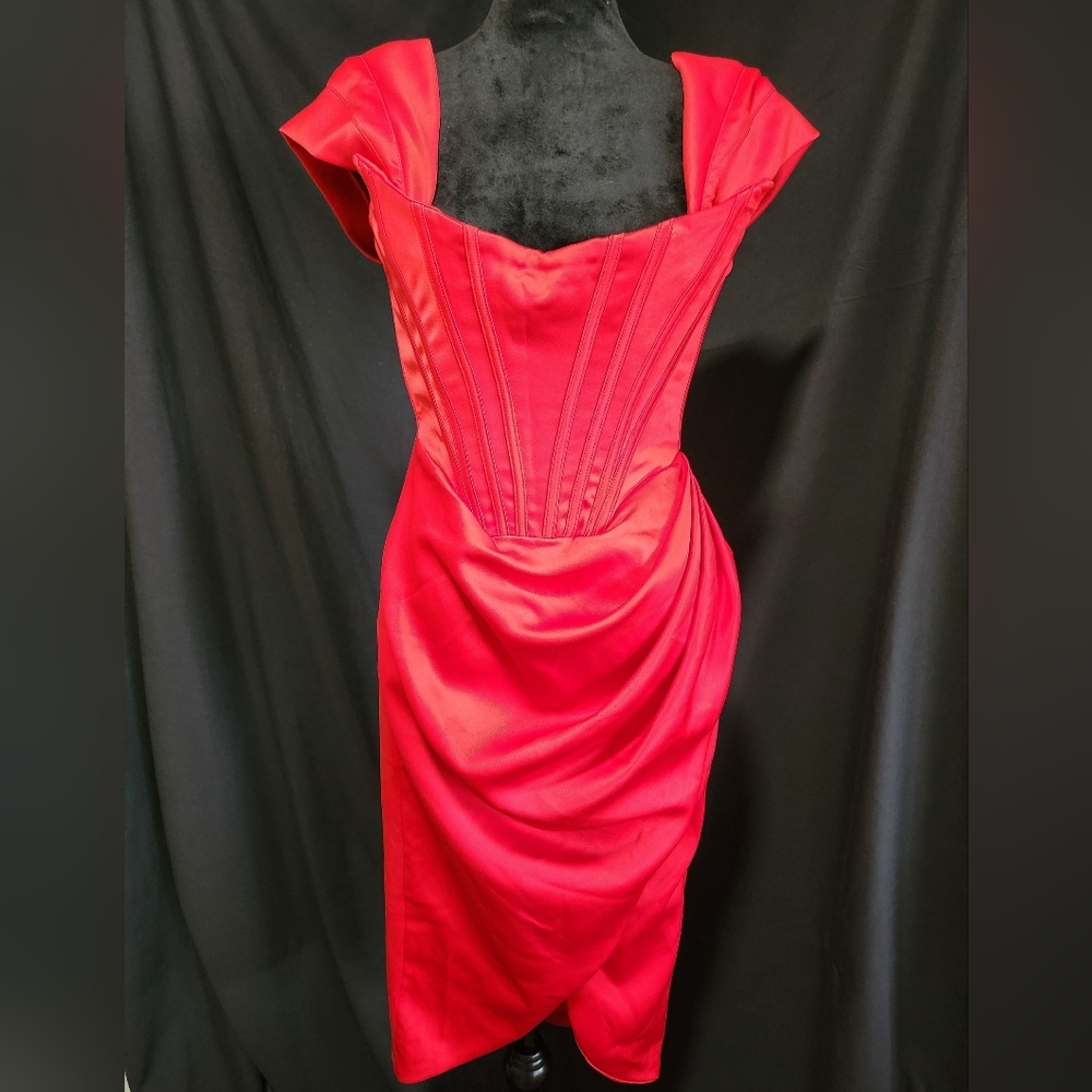 House of CB Red Draped Dress